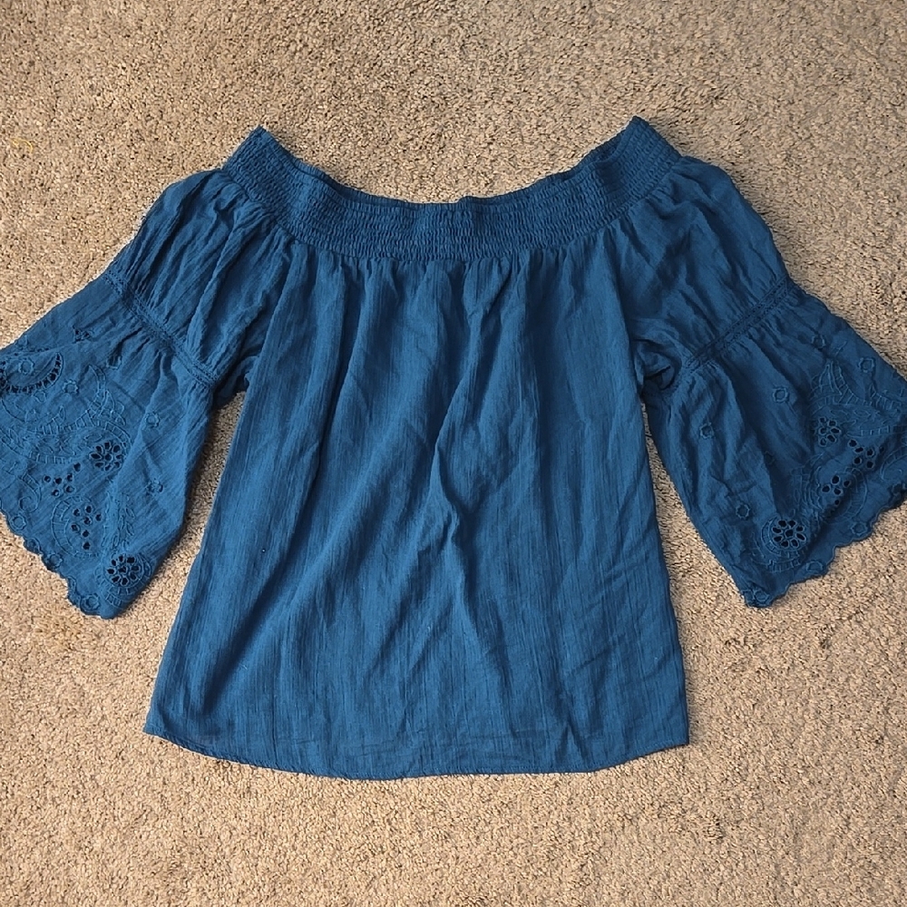 Blue Off-Shoulder Women's Top